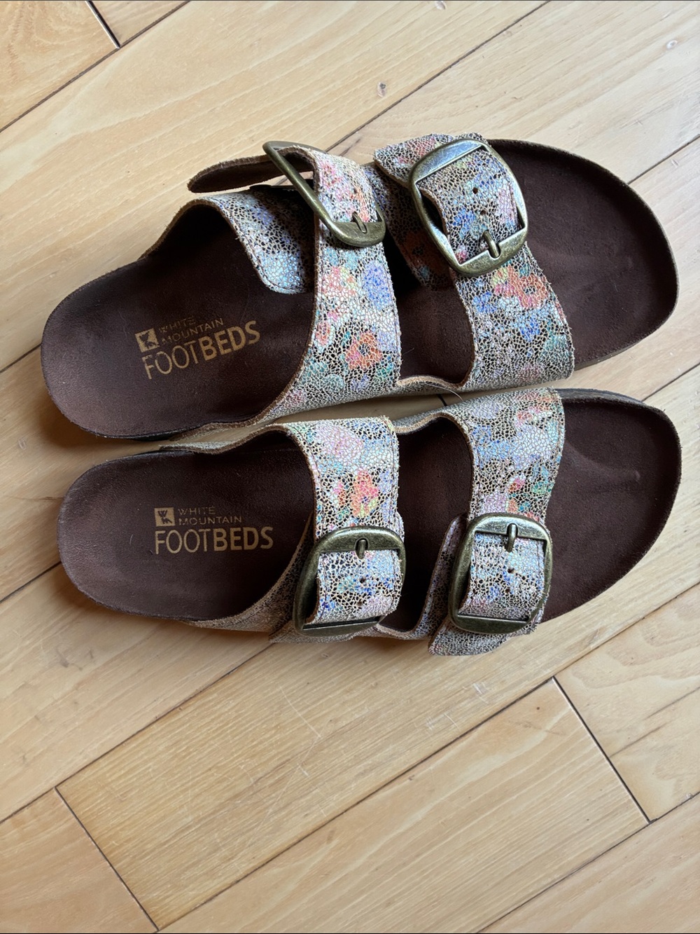Leather 2 strap Arizona style slide sandals